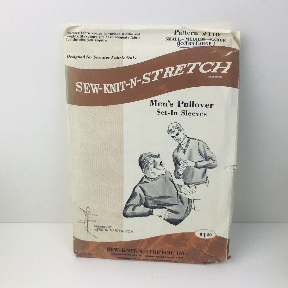 Mens Pullover Round or V neck Size S-XL CUT to XL Pattern 110 Vintage 60s